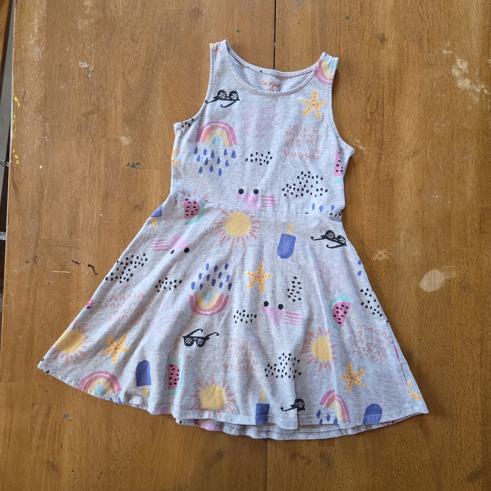 Cat & Jack Gray Dress with Colorful Patterns